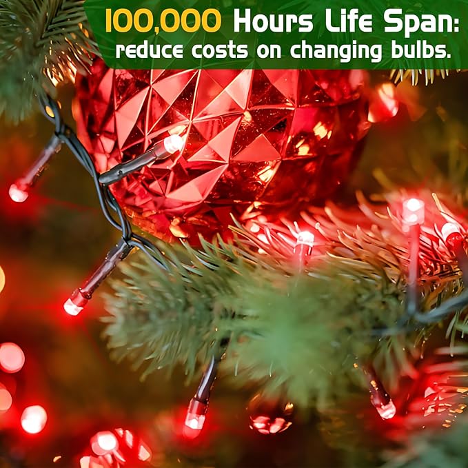 XURISEN 403FT Christmas Lights, 1000 LED Super Long String Lights 8 Modes & Memory Timer Plug in Twinkle Fairy Lights Decor for Home Xmas Party Wedding