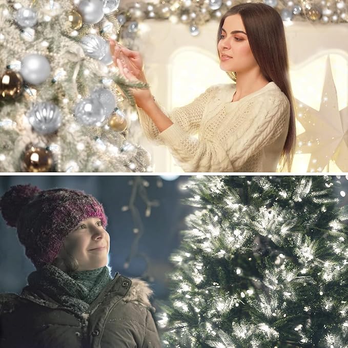 Battery Operated Christmas Lights, 33ft 100 LED Mini String Light with 8 Modes Auto-Timer, Waterproof Tree Lights for Outdoor Indoor Xmas Holiday Wreath Garden Decor, Cool White