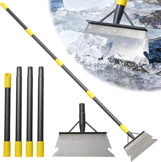 Garden Flat Shovel,74” Ice Scraper,Snow Shovel for Driveway, Stainless Steel Multifunctional Cleaning Shovels Chopper Floor Scraper for Outdoor Walkway Car Snow Ice Weeds Moss Removal