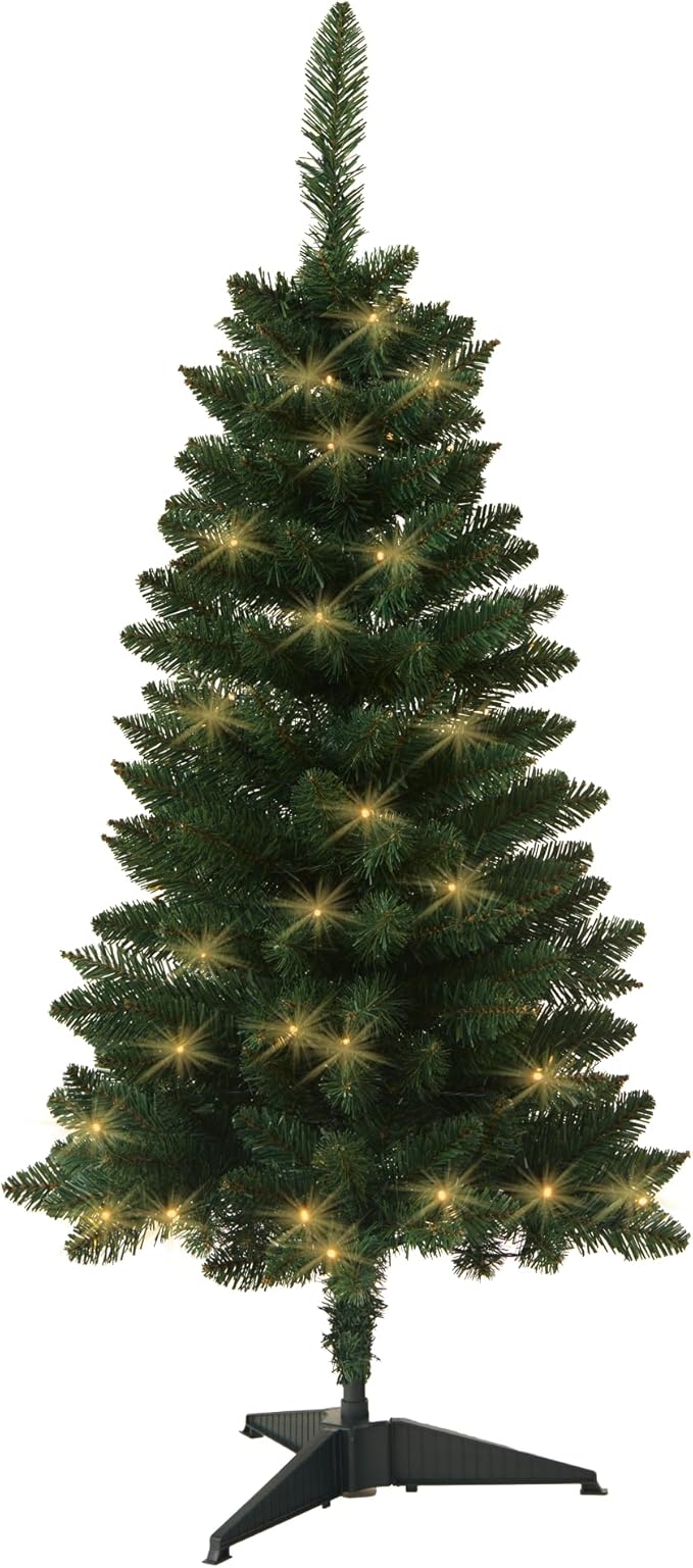Pre-Lit Artificial Christmas Tree 4Ft, Battery Operated Desktop Xmas Tree with 70 LED 210 Branch Tips Mini Christmas Tree Decoration Indoor Outdoor