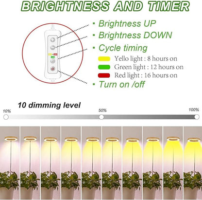 yadoker Plant Grow Light, LED Growing Light Full Spectrum for Indoor Plants,Height Adjustable, Automatic Timer, 5V Low Safe Voltage,Idea for Small