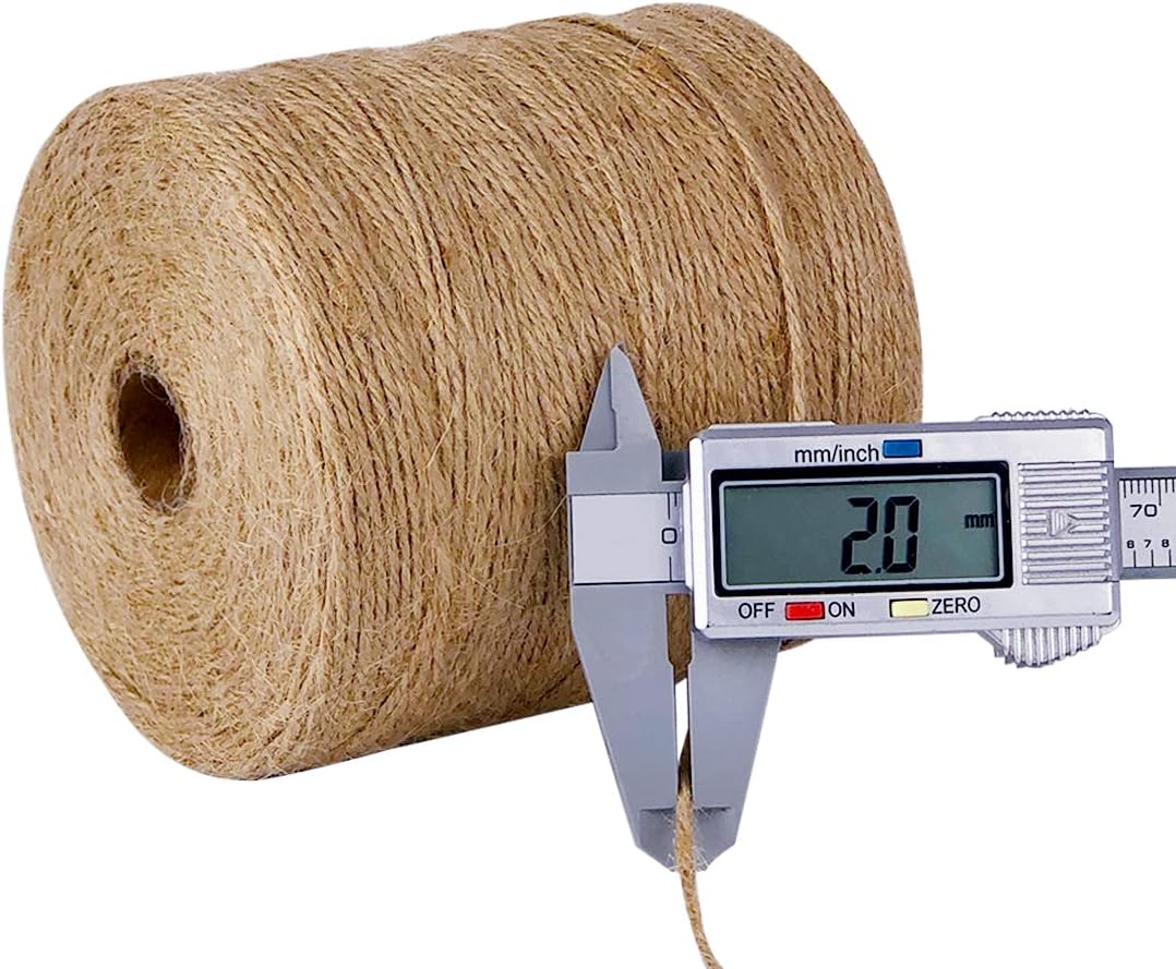 PerkHomy Natural Jute Twine 1800 Feet Long Twine String for Crafts Gift Wrapping Packing Gardening Crochet Knitting Macrame Decor (1800 FT * 2mm (3Ply))