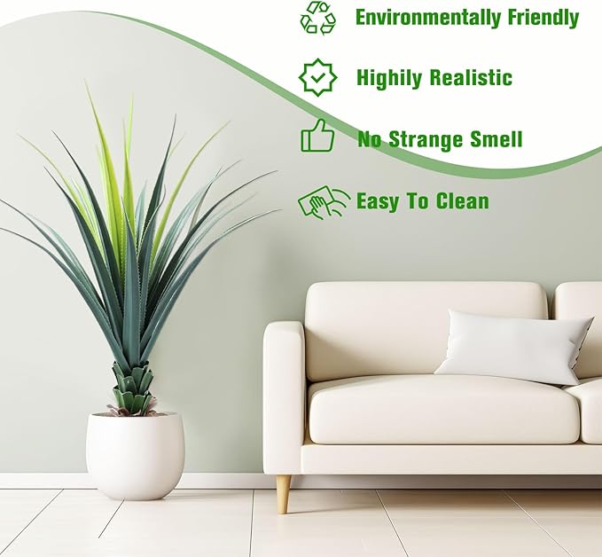 ANTING 3FT Artificial Agave Snake Plant with Pot, Lifelike Fake Plant for Indoor, 36IN, Ideal for Home Office Garden Hotel Decor & Gift (1Pack)