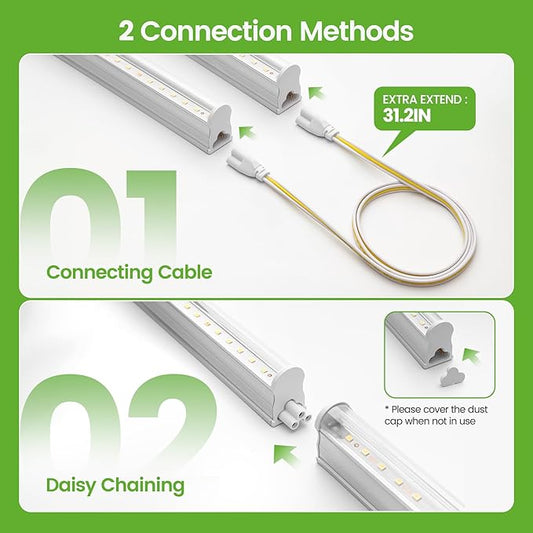 T5 LED Grow Light 1ft 20W, Full Spectrum 5000K, High PPFD Linkable Plant Light Strips for Indoor Plants, On/Off Switch, 3 Mounting Options for Seed Starting, Herbs, Shelves & Seedlings