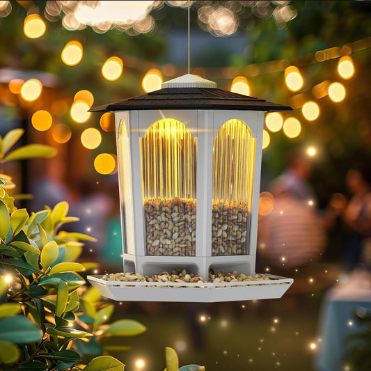 Solar Bird Feeders for Outdoors Hanging - Attract Wild Birds & Cardinals, Elegant Minimalist Design, Garden Décor, Unique Gift