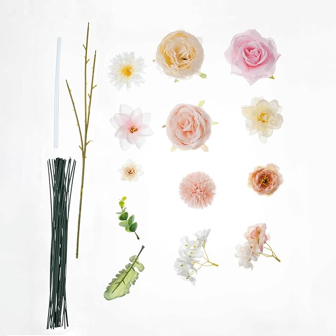 30 Pcs Peonies Artificial Flowers Pink Silk Roses Bulk for DIY Wedding Bouquet Bridal Shower Decorations Fake Floral Arrangements Party Table Centerpieces Home Decor Indoor Blush Peach Box