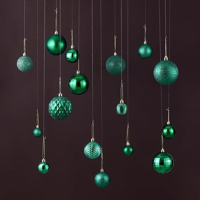 LANGXUN 36pcs Emerald Green Christmas Tree Decorations Balls, Bolas De Navidad, 2025 Christmas Decor, Indoor Outdoor Shatterproof Christmas Ornaments, Xmars Party Wedding Suppiles
