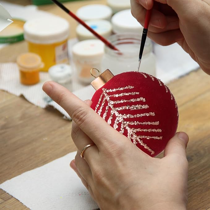 Christmas Ball Ornaments, Red Xmas Decor, 12-Pcs Hand-Painted Shatterproof Decor Set, Multi-Color Christmas Tree Decorations, Perfect for Holiday Decor