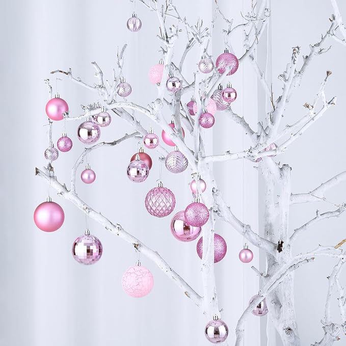 LANGXUN 36pcs Light Pink Christmas Tree Decorations Balls, Bolas De Navidad, 2025 Christmas Decor, Indoor Outdoor Shatterproof Christmas Ornaments, Xmars Party Wedding Suppiles