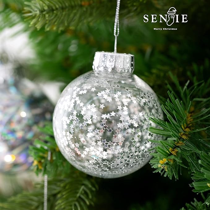 Christmas Ornaments Ball Set-Shatterproof Clear Plastic Decorative Baubles for Xmas Tree House Holiday Wedding Party Decoration,20pcs White