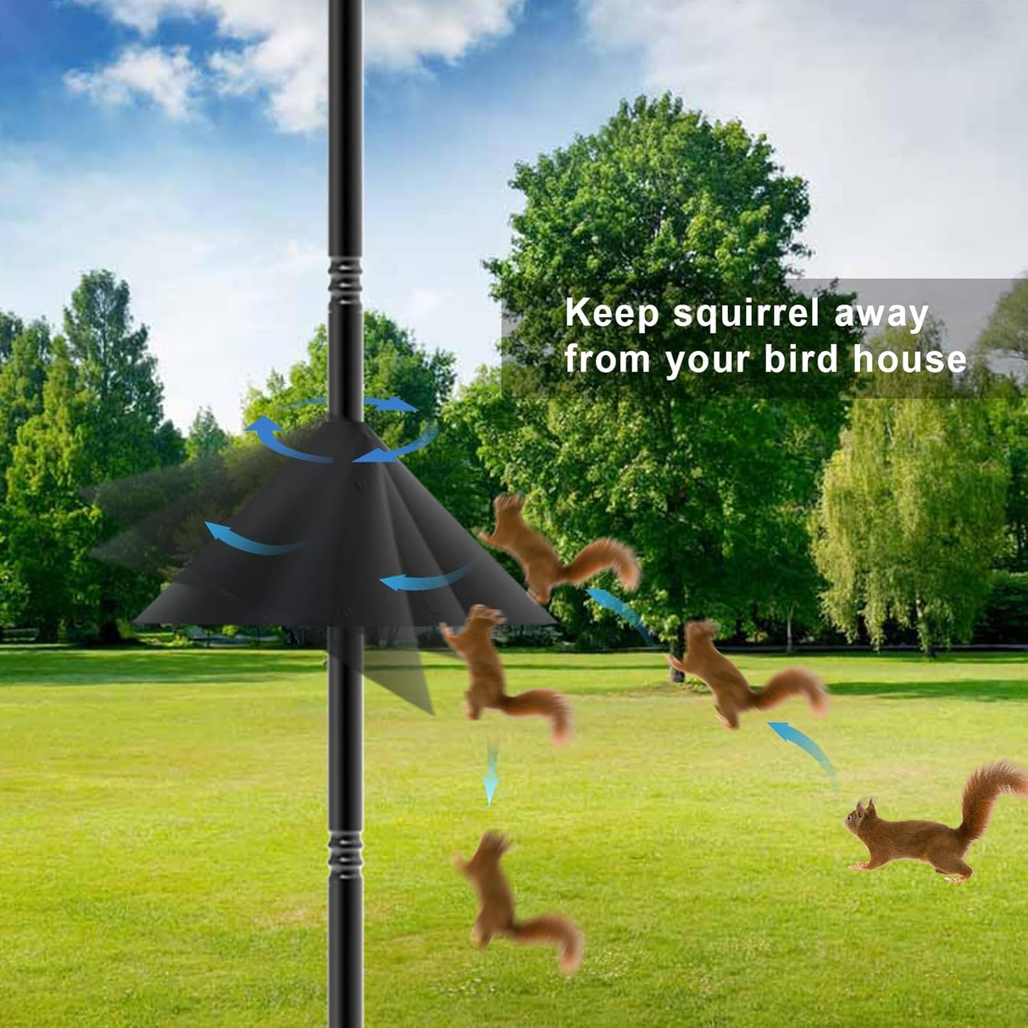 Bird Feeder Pole 118 Inch, Hummingbird House Mount Kit With Squirrel Proof Baffle, Double Shepherds Hooks for Outdoor, Yard, Garden Decor, Black (House Not Included)