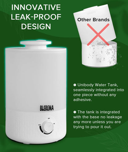3L No Leak Plant Humidifiers for Grow Tent Greenhouse and Grow Room, Top-Fill, Auto Shut Off, with Extendable Targeting Hose Perfect for Indoor Plant Care and Humidity Control (Single Dual Fog Output)