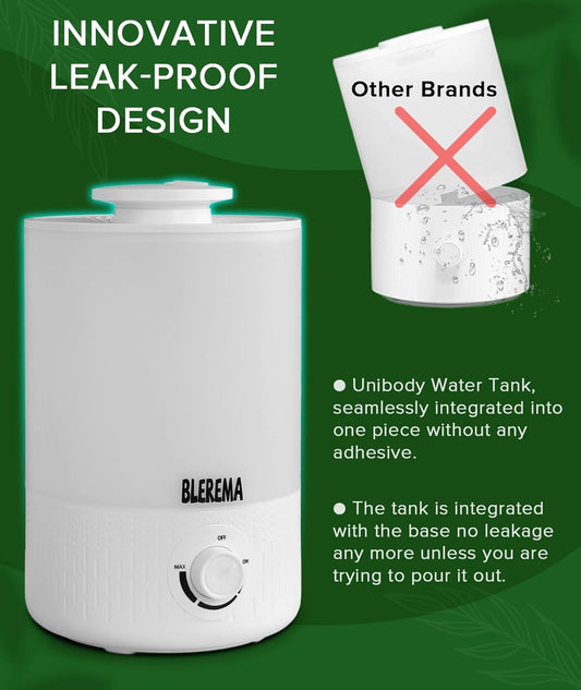 3L No Leak Plant Humidifiers for Grow Tent Greenhouse and Grow Room, Top-Fill, Auto Shut Off, with Extendable Targeting Hose Perfect for Indoor Plant Care and Humidity Control (Single Dual Fog Output)