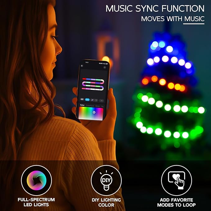 Blue 3ft Christmas Tree with Lights, Small 36inch Artificial Tree Mini Table Top Decorations, Xmas Desk Tree with 80 Colored Lights, 200 Branch, Holiday Decor for Home,Indoor Office Tabletop