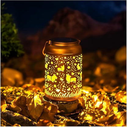 Corgi Dog Solar Lanterns Outdoor Hanging Waterproof Solar Lights Dog Gifts for Women Men Metal Decorative LED Lanterns for Outside, Patio, Landscape, Yard Decor, Garden Decorations