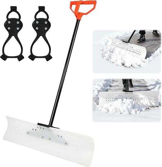 Orientools Snow Shovel and Pusher with Ergonomic Design, 36-Inch Wide Polyethylene Blade for Efficient Driveway and Sidewalk Snow Removal, Quick Connect Handle