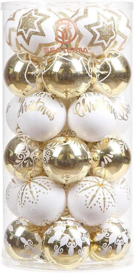 Sea Team 60mm/2.36" Set of Colorful Painted Sparkling Ornaments and Hanging Baubles for Christmas Tree - 30 Pieces