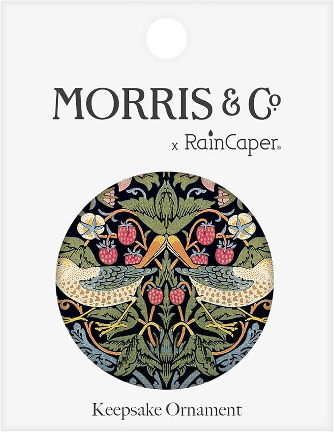 Christmas Tree Ornament, Porcelain William Morris Strawberry Thief Fine Art Keepsake Ornament by RainCaper