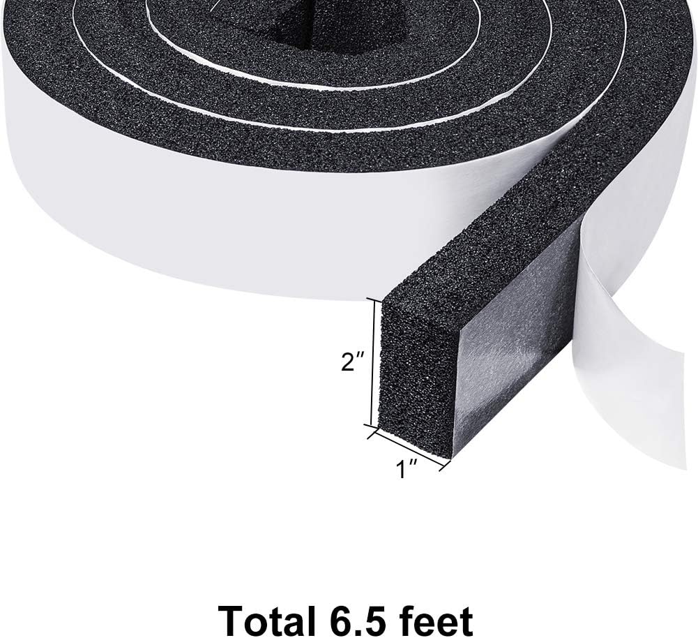 TORRAMI Window Air Conditioner Foam Seal Insulation 2 inch W X 1 inch T,Open Cell Foam Weather Stripping Total 6.5 Feet
