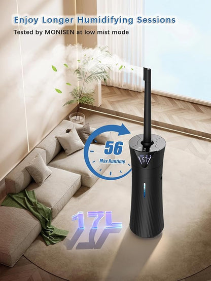 17L/4.5Gal Humidifier Large Room, Smart Quiet Ultrasonic Cool Mist Humidifiers for Bedroom, Covers 2000ft², 56H Runtime, 24H Timer, 3 Mist Modes Humidifiers for Home, Office, Plants, Black