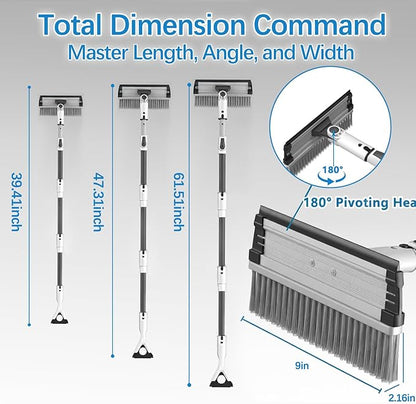 61.5" Ice Scrapers for Car Windshield, 2 in 1 Snow Brush for Car and Ice Scraper, Extendable Snow Brush for Car Windshield with Foam Grip and 180° Pivoting Brush Head for Car Automobile Vehicle Window