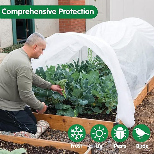 Plant Covers Freeze Protection, 10ft x 30ft 1.41oz/yd² White Frost Cloth Plant Blankets with 20 Stainless Steel Clips Floating Row Covers for Outdoor Gardens Vegetables Winter Frost Pests Protection