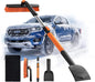 45" Extendable Snow Brush and Ice Scrapers for Car Windshield [360° Rotating Snow Brush Head] Military-Grade Sturdy Ice Scraper for Sedans, SUVs and Trucks Easy Storage Orange
