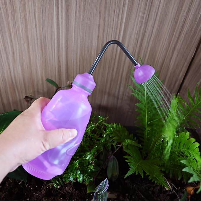 Watering Can for Seedlings, Small Watering Can for House Plant Garden Flower 0.45L (Purple)