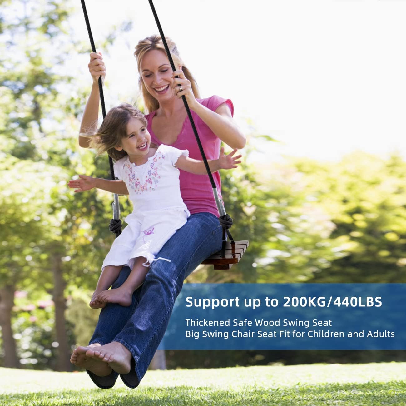 PELLOR Anticorrosive Wood Swing Seat - Waterproof, Indoor/Outdoor, 17.7x7.9x0.6 inch