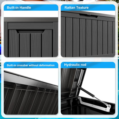 80 Gallon Waterproof Outdoor Storage Box,Resin Deck Box,Lockable Outside Storage Box Container for Patio Furniure,Garden,Tools (80 Gallon,Black)