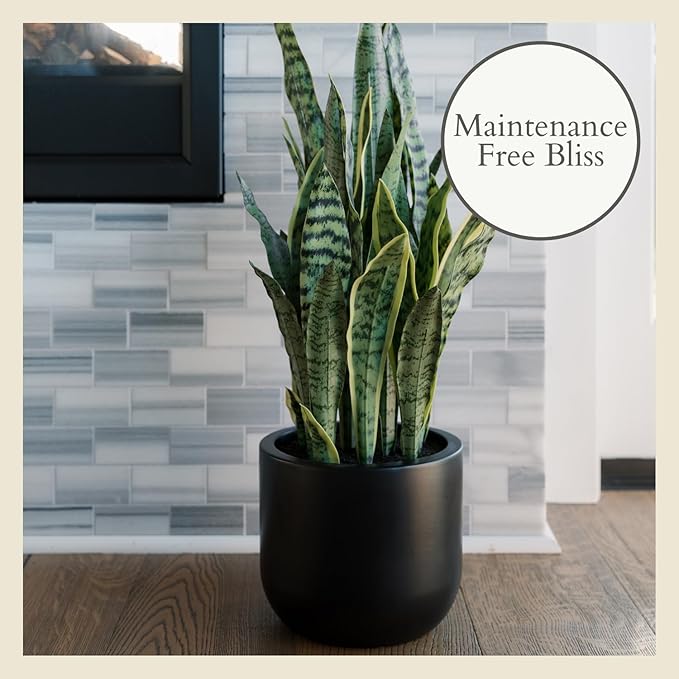 CG Hunter Faux Snake Plant, Premium Artificial Indoor Plant Stands 30” Tall and Enhances Interior Design, Lifelike-Leaves Create Realistic Natural Appearance, Black Planter Pot Included