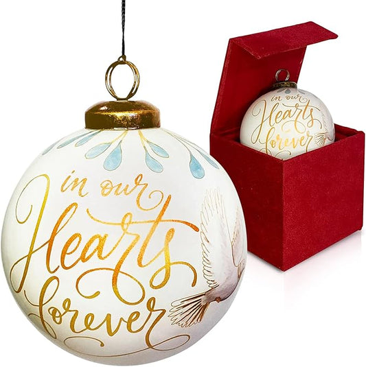 Inner Beauty Memorial Remembrance Christmas Ornaments - Mouth Blown and Reverse Hand-Painted Glass Christmas Decorations, Christian Gifts for Family
