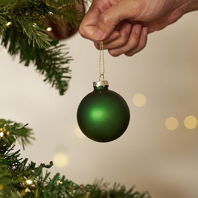 DN DECONATION Christmas Decorations Balls Set Indoor, Green Glass Christmas Tree Balls Ornaments, 9PCS 3.14” Holiday Hanging Ornaments for Christmas Tree Decorations & Winter Decor