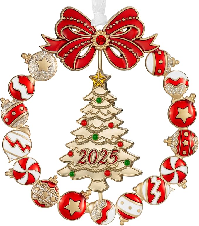 Laraine Christmas Tree Ornaments – Decorative Rotation Hanging Pendant of Car Charm Holiday Keepsake Gift Home Decor (Gold-New Tree (2025))