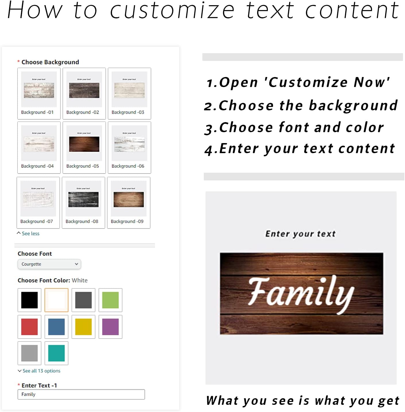 Custom Text Canvas Wall Art Print Personalized Quotes Wall Decor Customized Wooden Background Signs Plaques Rustic Home Decorations (5.5x16.5inch)