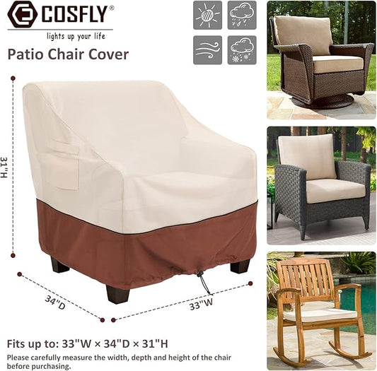 COSFLY Outdoor Furniture Cover for Patio Chairs Waterproof Clearance, Outside Furniture Lounge Deep Seat Cover, Fits up to 33W x 34D x31H inches(2 Pack)