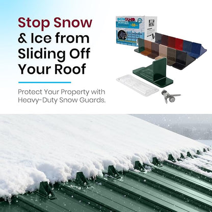 50 Pack Snow Guards for Metal Roofs – Includes Perfect Seal Gaskets & Screws – Heavy-Duty Polycarbonate Snow & Ice Stops – Prevents Sliding Snow | Hunter Green | Made in USA