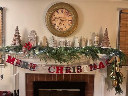 2Pcs 6FT Christmas Garland Real Touch Norfolk Pine Garlands, Artificial Faux Greenery Garland for Decorations Indoor, Pine Garland for Mantle, Fireplace, Wall, Mantle, Holiday Decor