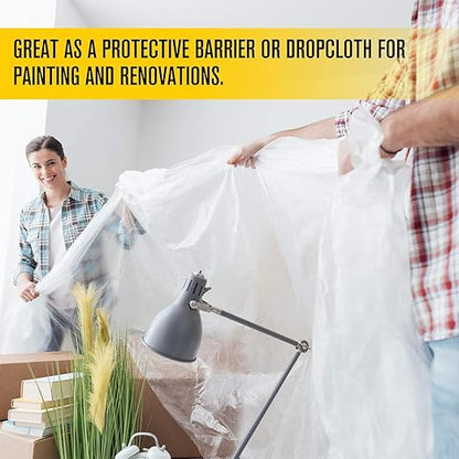 Aluf Plastics Plastic Sheeting - 10' x 100', 6 MIL Heavy Duty Gauge - Clear Vapor and Moisture Barrier Sheet Tarp/Drop Cloth for Painting, Furniture Covers, Carpet Cover, Floor, Paint, Painters