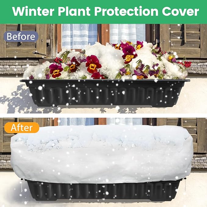 Plant Covers Freeze Protection, 2 Pack 8.1 x 4 x 1.6 ft Rectangular Raised Garden Bed Cover with Drawstring, 2.47oz/yd² Large Garden Box Frost Blankets Reusable Frost Cloth for Winter Outdoor Plants