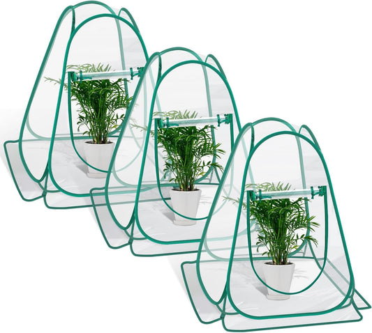 Pop Up Greenhouse Cover, Mini Greenhouse PVC Gardening Plant 3-Pack, Portable Small Green House for Indoor Outdoor, Sunshine Room Backyard Flow