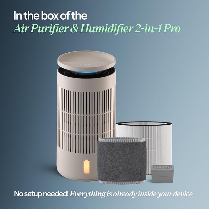 Blueair 2-in-1 Pro Air Purifier & Humidifier for Large Rooms, HEPASilent™ Removes 99.97% Allergens, Dust, Smoke, Up to 1,875 sq ft, Smart App, Skin-Hydration Mode, 360° InvisibleMist™