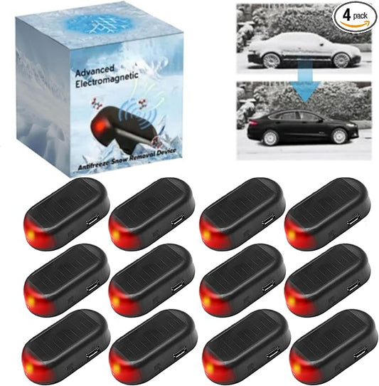 Electromagnetic Wave Antifreeze Instrument, Universal Solar Car Windshield De-Icer Snow Removal Device, Reusable Defroster Anti-Frost Tool for All Vehicle Safety and Maintenance (12PC-Black)