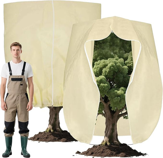 Huge Plant Covers Freeze Protection 95x80 inches 2 Pack,Frost Cloth for Outdoor Plants, 2.5 oz/yd² Thickened Winter Tree Covers with Zipper Drawstring,Frost Blanket from Wind,Pest and Animal.