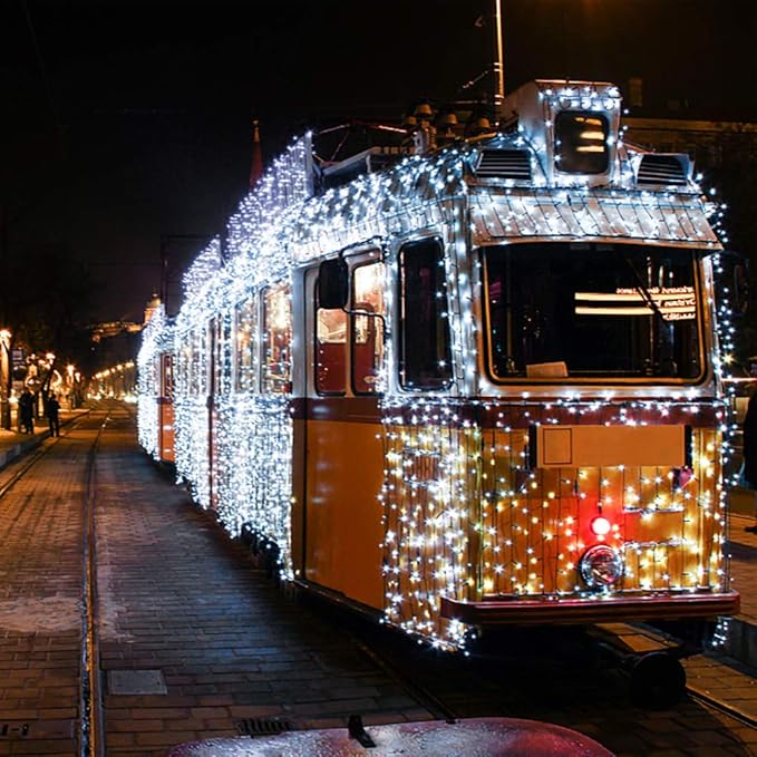 XTF2015 105ft 300 LED Christmas String Lights, End-to-End Plug 8 Modes - UL Certified - Outdoor Indoor Fairy Lights for Christmas Tree, Patio, Garden, Party, Wedding, Holiday (Cool White)