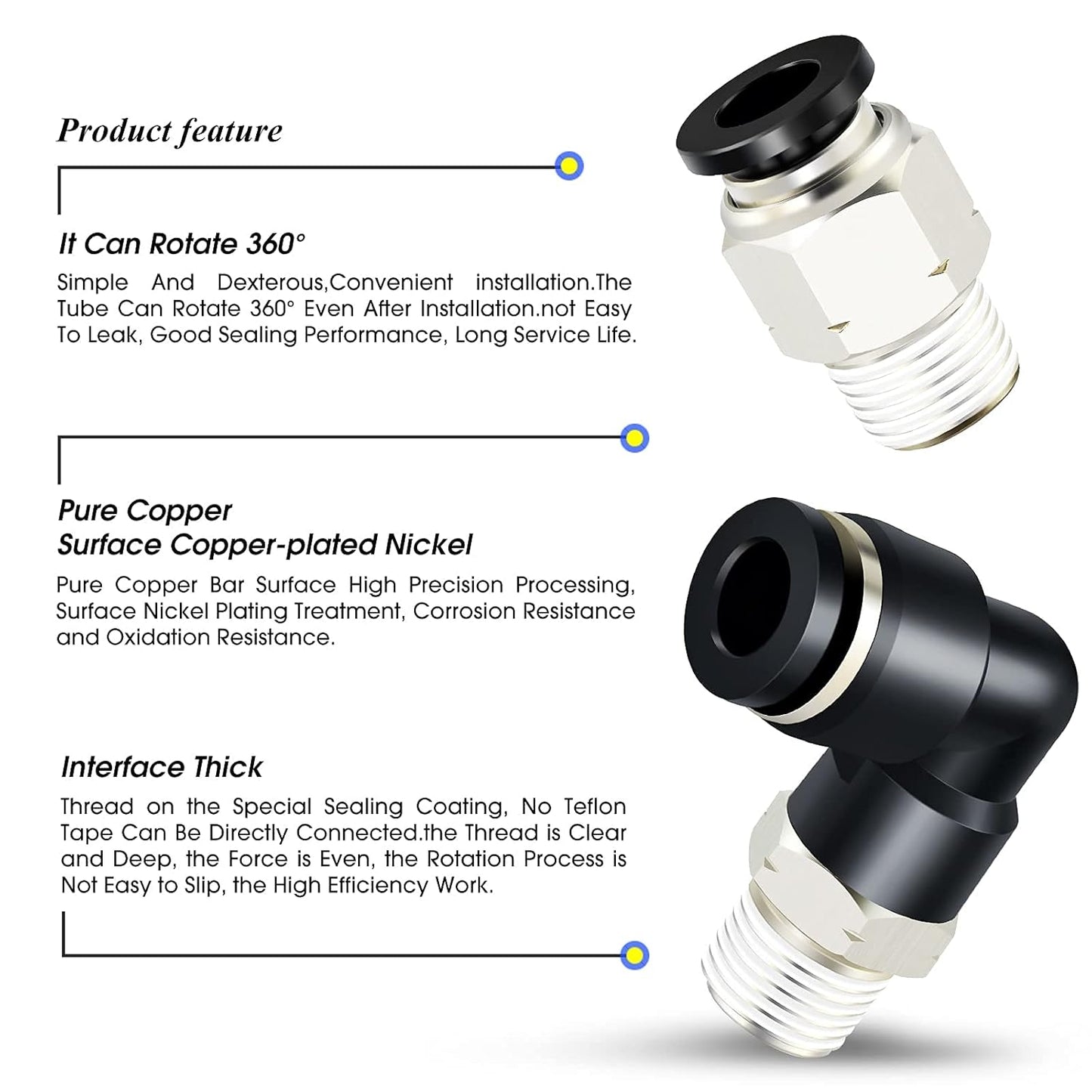 TAILONZ PNEUMATIC Elbow and Straight Combination 5/32 Inch Tube OD x 1/4 Inch NPT Thread Push to Connect Fittings PC-5/32-N2+PL-5/32-N2(Pack of 4)