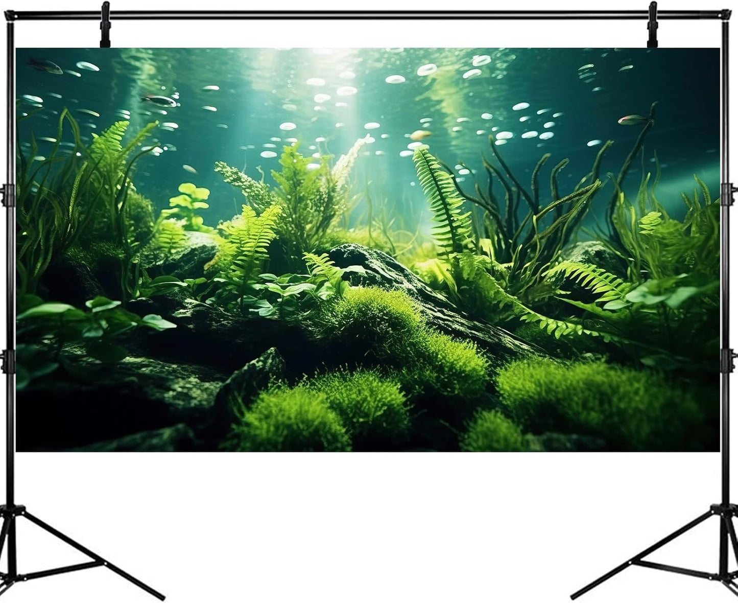Underwater Fish Tank Background Under The Sea Aquatic Plants Aquarium Background Ocean Floor Rock Terrarium Backgrounds Tropical Fish Green Seaweeds Aquarium Backgrounds for Fish Tank Decor 72x18in