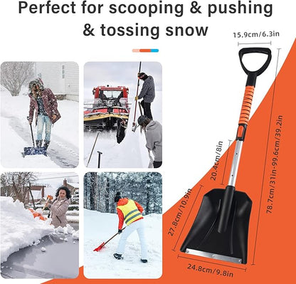 34'' to 41'' Extendable Snow Brush, Ice Scraper for Car Windshield, Emergency Snow Shovel Snow Broom with Foam Grip 180° Pivoting Brush Head, Telescoping Snow Scraper for Car SUV Truck