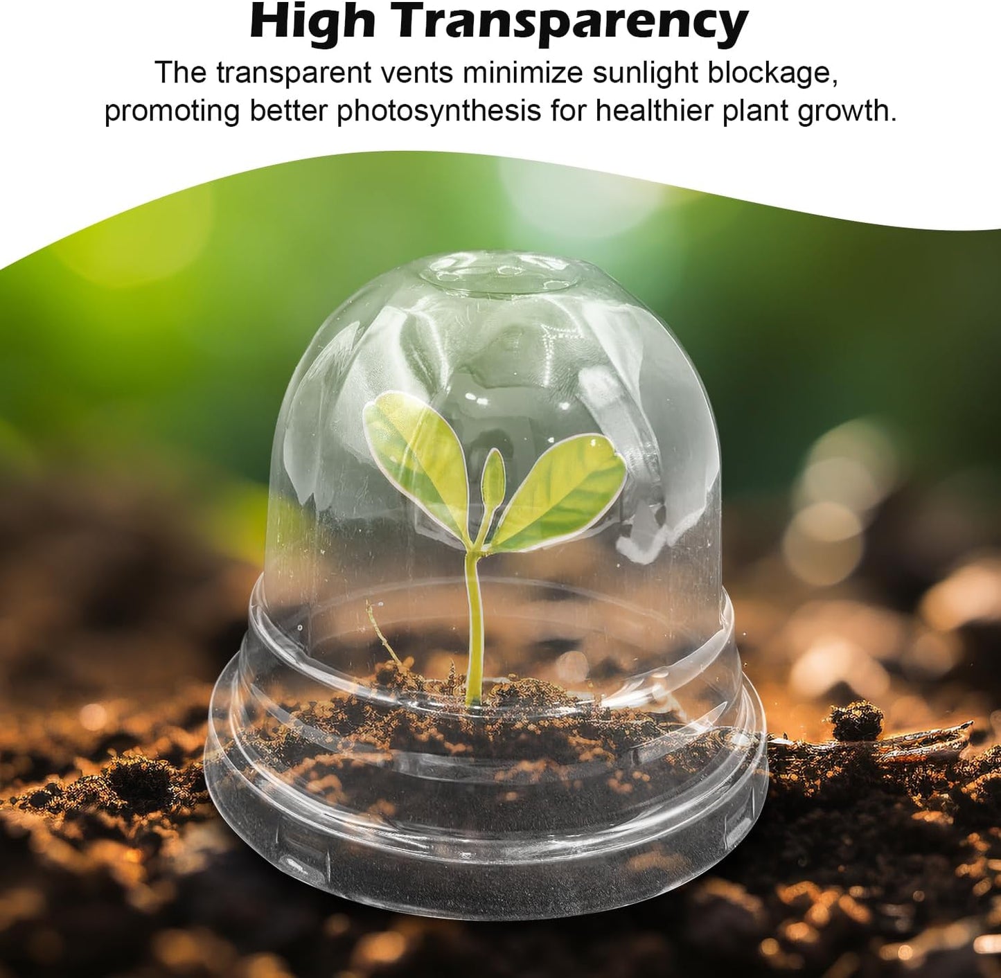 Humidity Domes for 4 Inch Pots, 100 Pack Transparent Plant Dome Covers with Ventilation, Clear Nursery Pot Domes for Seed Starting, Seedling Germination, and Gardening