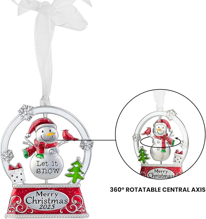 Laraine Christmas Tree Ornaments – 2025 Decorative Rotation Hanging Pendant of Car Charm Holiday Keepsake Gift Home Decor (Snowman (2025))